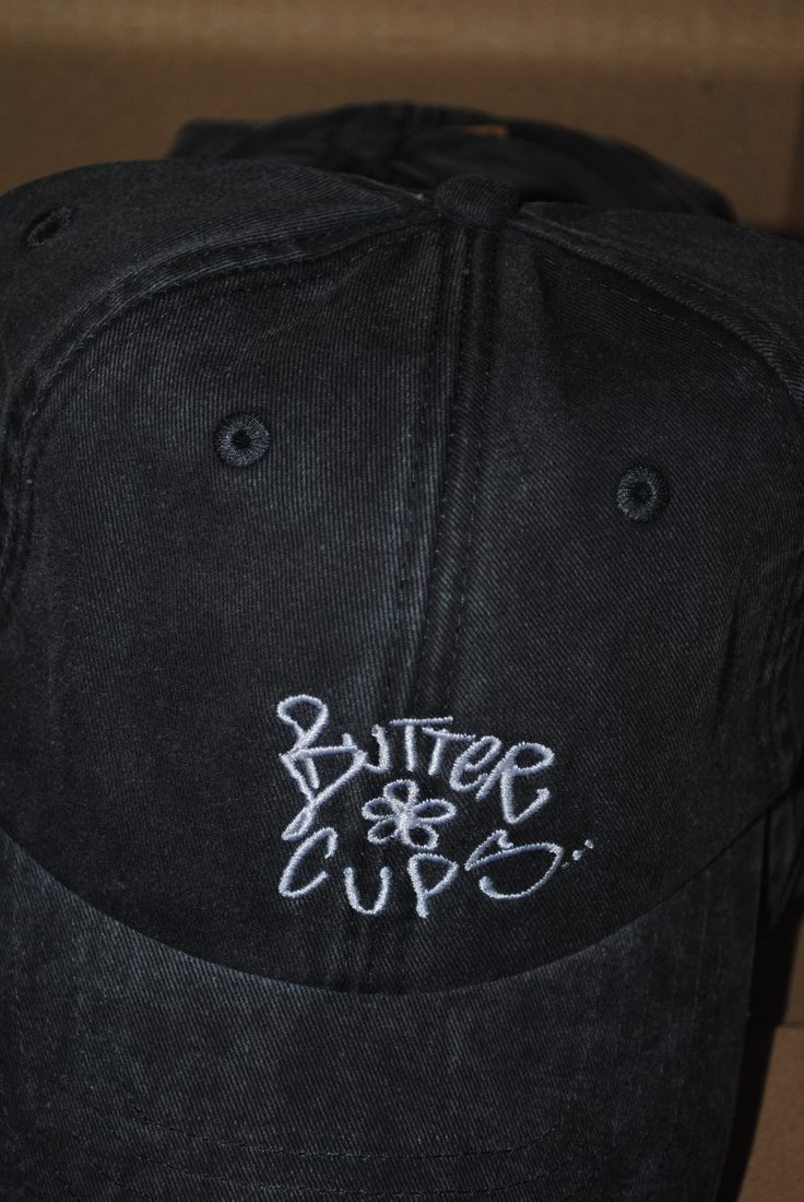 Embroidered lettering cap product shot